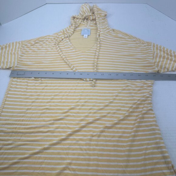 Sunday Women's Size Small Top Hoodie Striped Yellow White Preowned - Picture 8 of 14